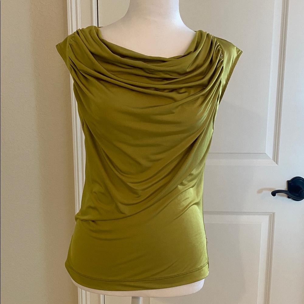 Draped Carmen Marc Valvo Chartreuse Green Sleeveless Top